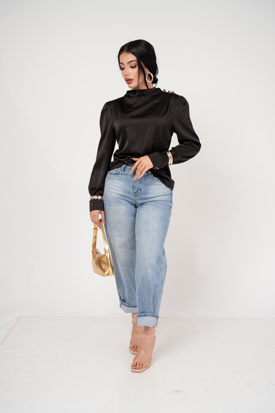 Blusa Mandarin Neck Satínada · foto 4