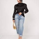 BLUSA MANDARIN NECK SATÍNADA/ DA6459