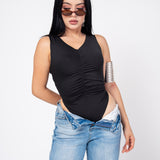 Bodysuit Drapeado Stretch color Negro | ZAIVA