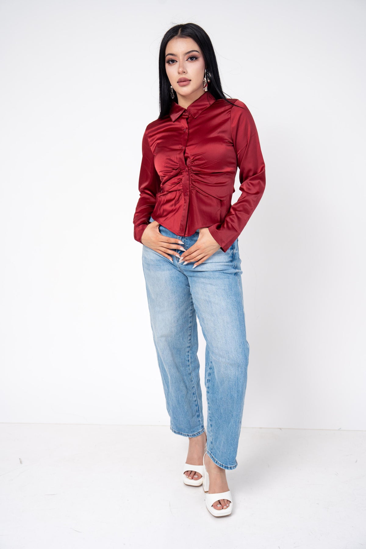 Camisera Satinada Plisada | ZAIVA