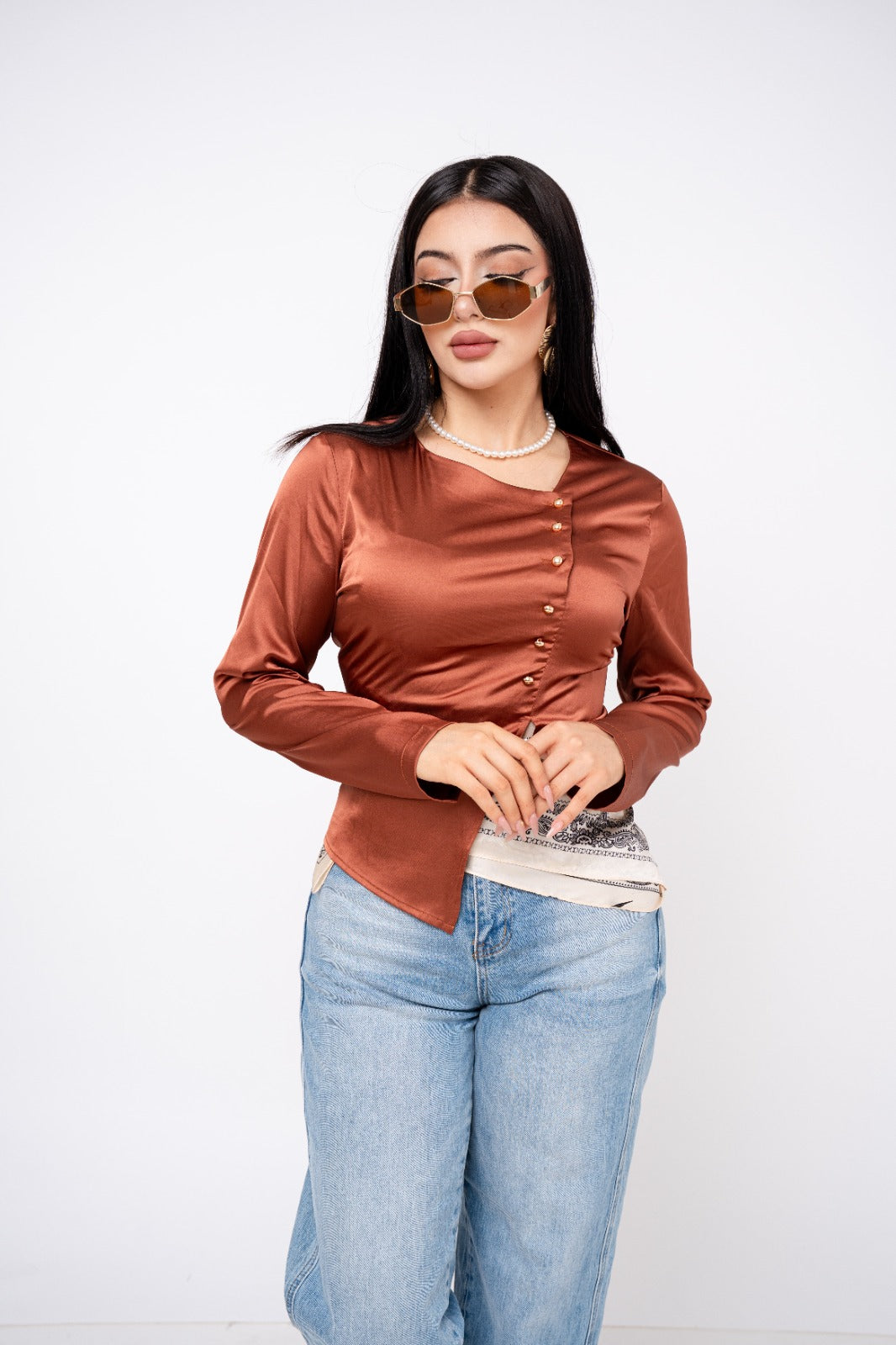 Blusa Asimetric Satín por mayoreo — ZAIVA (vista 5)