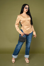 Blusa Vneck Crossed Satín por mayoreo — ZAIVA (vista 6)