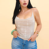 Top Brillos Mesh color Crema | ZAIVA
